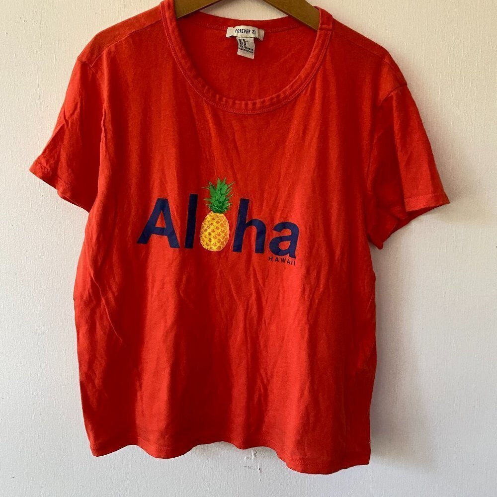Forever 21 Aloha Hawaii T-shirt Womens Medium Pineapple Tropical Vacation